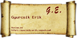 Gyurcsik Erik névjegykártya